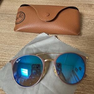 Ray-Ban Gold Frame aviators with Blue Lenses